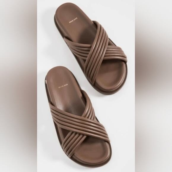 Anine Bing Ipanema Brown Leather Slides/Sandals, size 41 - Picture 1 of 10